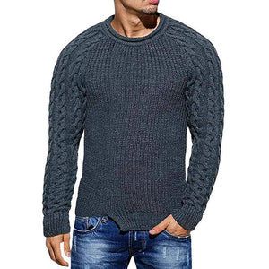 Mens Slim Fit Crew Neck Thick Sweaters Color Block Big and Tall Knit Pullovers