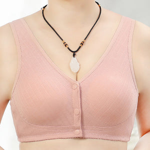 Women's wire-free front button tank top bra