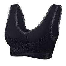 Cargar imagen en el visor de la galería, Women&#39;s Plus Size Lace Wide Straps Wireless Bra Front Closure Push Up Bras
