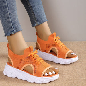 Summer new thick-soled flying woven soft-soled casual sandals