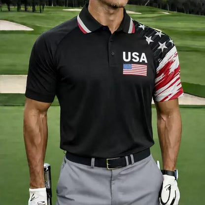 Men's American 250th Anniversary Print Casual Polo Shirt