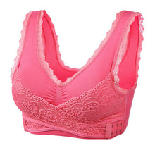 Cargar imagen en el visor de la galería, Women&#39;s Plus Size Lace Wide Straps Wireless Bra Front Closure Push Up Bras
