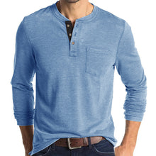 Load image into Gallery viewer, Mens Casual Round Neck Buttons Shirt Tops Soild Color Long Sleeves Slim Fit Tee
