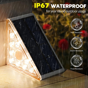 LED Motion Sensor Solar Step Light Waterproof IP67, For Outside Garden, Concrete, Patio, Yard, Porch, Front Door, Warm White