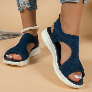 Women's Fish Mouth Knitted Wide Foot Sandals