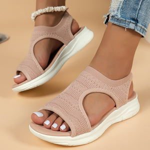 Women's Fish Mouth Knitted Wide Foot Sandals