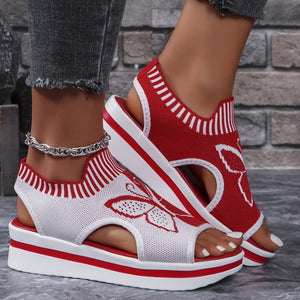 Women's Summer Knitted Sports Butterfly Print Sandals