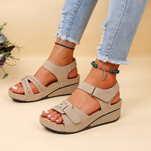 Cargar imagen en el visor de la galería, Women&#39;s round toe platform Velcro sandals-UK
