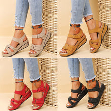 Cargar imagen en el visor de la galería, Women&#39;s round toe platform Velcro sandals-UK
