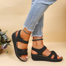 Cargar imagen en el visor de la galería, Women&#39;s round toe platform Velcro sandals-UK
