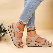 Cargar imagen en el visor de la galería, Women&#39;s round toe platform Velcro sandals-UK
