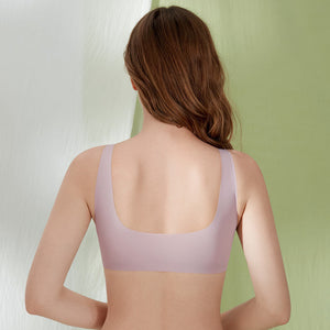 Women's Plus Size Lace Wide Straps Wireless Bra Front Closure Push Up Bras