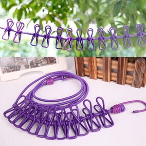 Portable Clothesline (Home, Outdoor, Camping with 12 Clips)