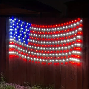 American Flag Waterproof LED Solar String Lights