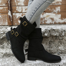 Cargar imagen en el visor de la galería, 2024 new mid-tube flat bottom Martin women&#39;s autumn British style knight boots
