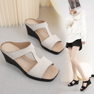 Women's new wedge fish mouth sandals