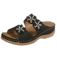 Cargar imagen en el visor de la galería, Thick Sole Round Toe Floral Flat Comfort Slippers
