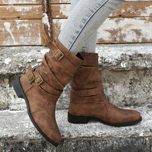 Cargar imagen en el visor de la galería, 2024 new mid-tube flat bottom Martin women&#39;s autumn British style knight boots
