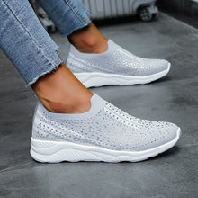 Cargar imagen en el visor de la galería, Women&#39;s Breathable Knit Rhinestone Flat Sneakers
