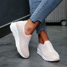 Load image into Gallery viewer, Women&#39;s Breathable Knit Rhinestone Flat Sneakers
