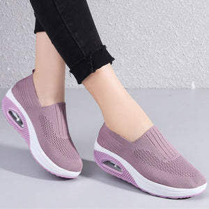 Thick-soled flying woven air cushion women's shoes