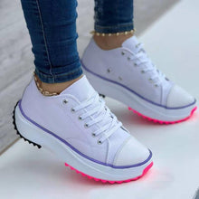 Cargar imagen en el visor de la galería, 2024 round toe lace-up platform arch support canvas shoes
