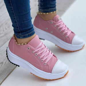 2023 round toe lace-up platform arch support canvas shoes