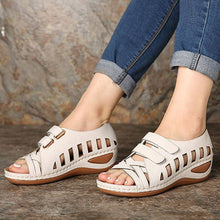 Load image into Gallery viewer, Women&#39;s Hollow Open Toe Velcro Wedge Sandals
