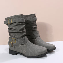 Cargar imagen en el visor de la galería, 2024 new mid-tube flat bottom Martin women&#39;s autumn British style knight boots
