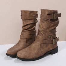 Cargar imagen en el visor de la galería, 2024 new mid-tube flat bottom Martin women&#39;s autumn British style knight boots
