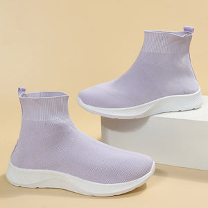 Women's casual breathable high top elastic socks shoes