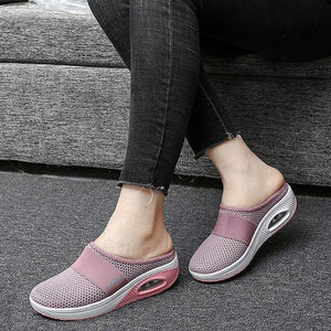 Sursell Women Daily Fly Knit Fabric Summer Air Cushion Mule Slippers